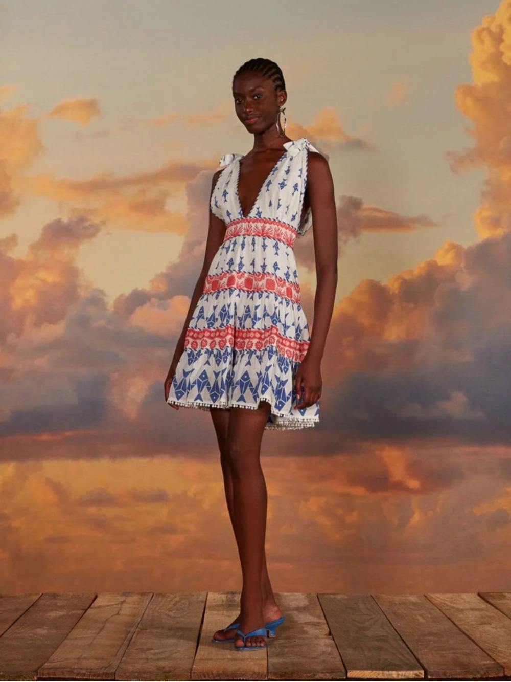NWT FARM Rio Graphic Fishes Off White Mini Dress Size Med